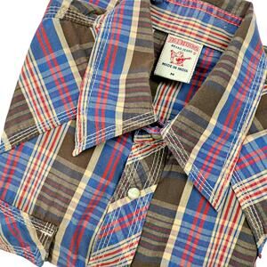 True Religion Mens MED PJlaid Long Sleeve Pearl Snap Western Shirt Horseshoe